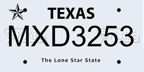 MXD3253 Texas License Plate