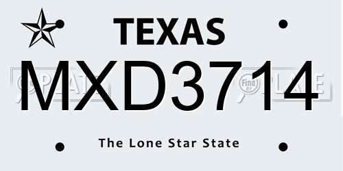 MXD3714 Texas License Plate