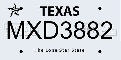 MXD3882 Texas License Plate