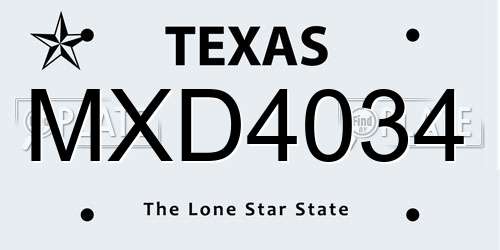 MXD4034 Texas License Plate