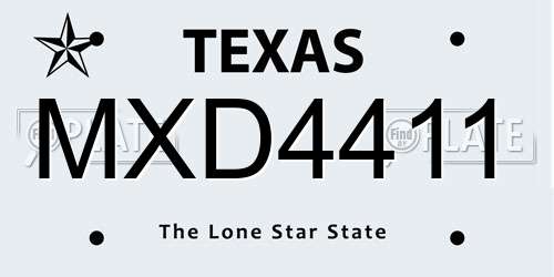 MXD4411 Texas License Plate