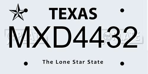 MXD4432 Texas License Plate