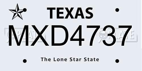 MXD4737 Texas License Plate
