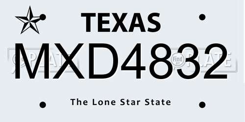 MXD4832 Texas License Plate