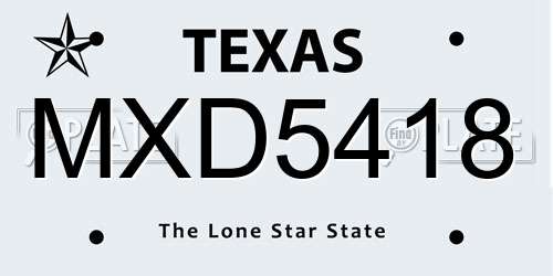 MXD5418 Texas License Plate