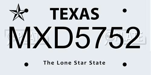 MXD5752 Texas License Plate