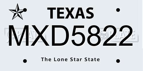 MXD5822 Texas License Plate