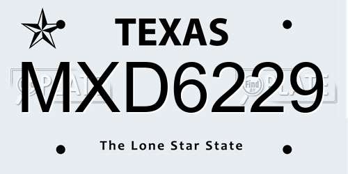 MXD6229 Texas License Plate