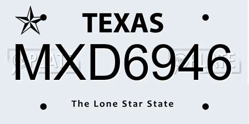 MXD6946 Texas License Plate