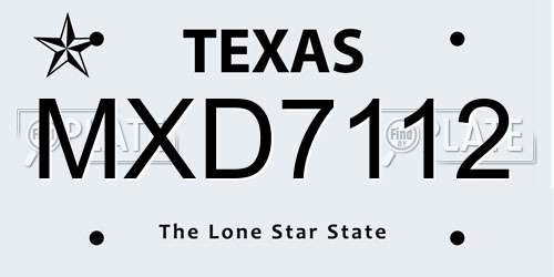 MXD7112 Texas License Plate