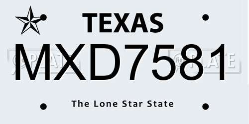 MXD7581 Texas License Plate