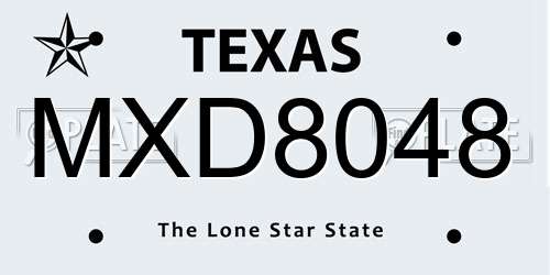 MXD8048 Texas License Plate