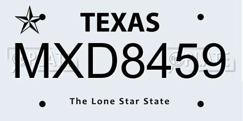 MXD8459 Texas License Plate