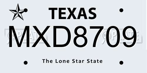 MXD8709 Texas License Plate