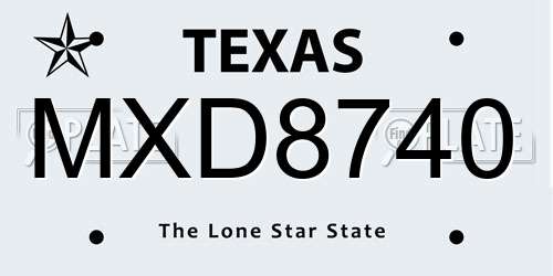 MXD8740 Texas License Plate