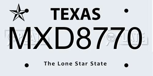MXD8770 Texas License Plate