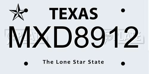 MXD8912 Texas License Plate