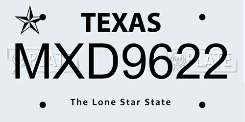 MXD9622 Texas License Plate