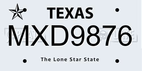 MXD9876 Texas License Plate