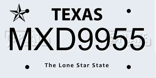 MXD9955 Texas License Plate