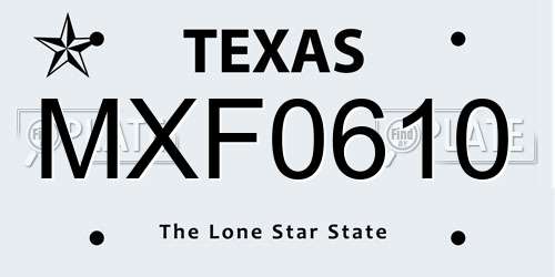 MXF0610 Texas License Plate