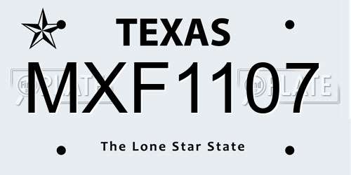 MXF1107 Texas License Plate