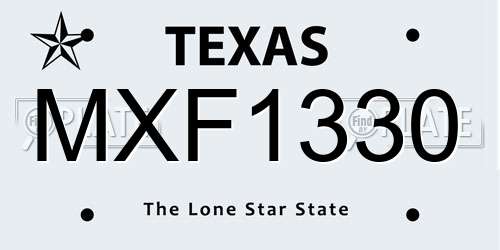 MXF1330 Texas License Plate