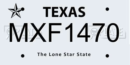 MXF1470 Texas License Plate