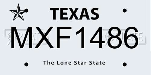 MXF1486 Texas License Plate