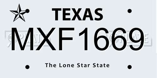MXF1669 Texas License Plate