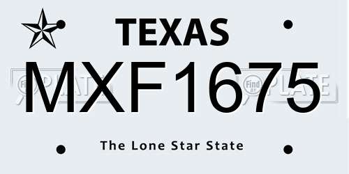 MXF1675 Texas License Plate