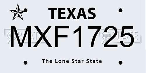 MXF1725 Texas License Plate