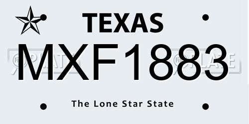 MXF1883 Texas License Plate
