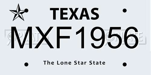 MXF1956 Texas License Plate