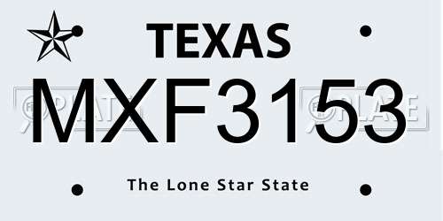MXF3153 Texas License Plate