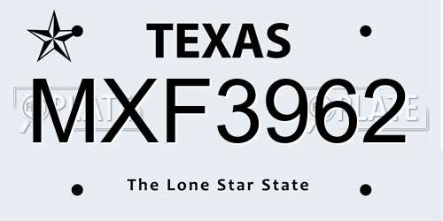 MXF3962 Texas License Plate