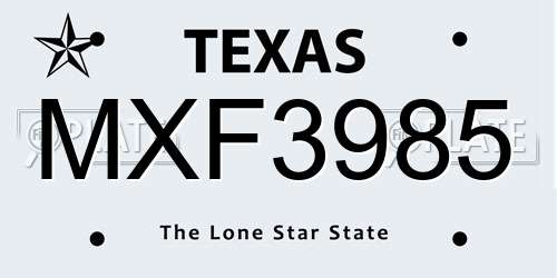 MXF3985 Texas License Plate