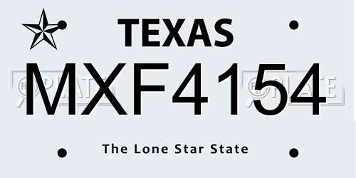 MXF4154 Texas License Plate