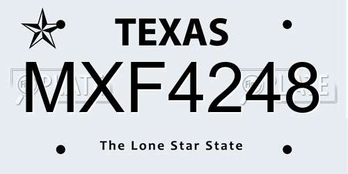 MXF4248 Texas License Plate