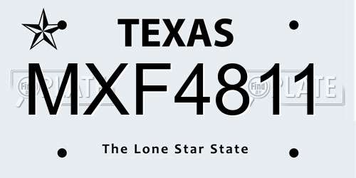 MXF4811 Texas License Plate