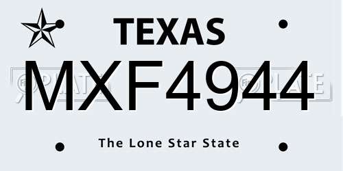 MXF4944 Texas License Plate