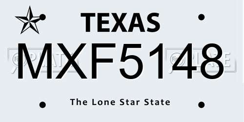 MXF5148 Texas License Plate