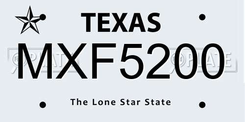 MXF5200 Texas License Plate