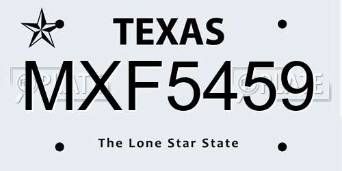 MXF5459 Texas License Plate