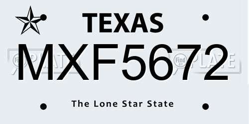 MXF5672 Texas License Plate