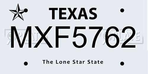 MXF5762 Texas License Plate