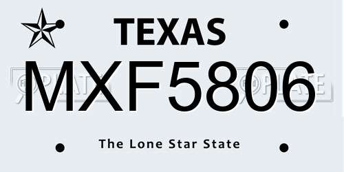 MXF5806 Texas License Plate