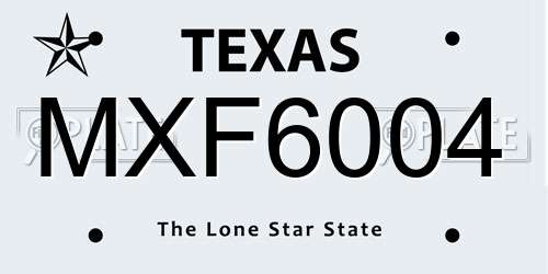 MXF6004 Texas License Plate