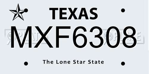 MXF6308 Texas License Plate