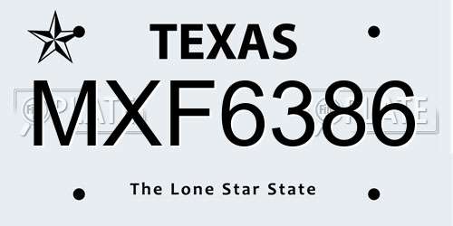 MXF6386 Texas License Plate